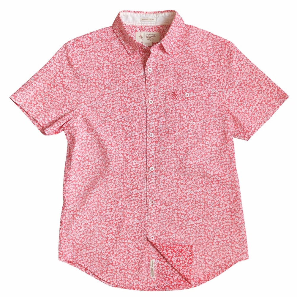 Original Penguin Pink Floral Short-Sleeve Button-Down Shirt